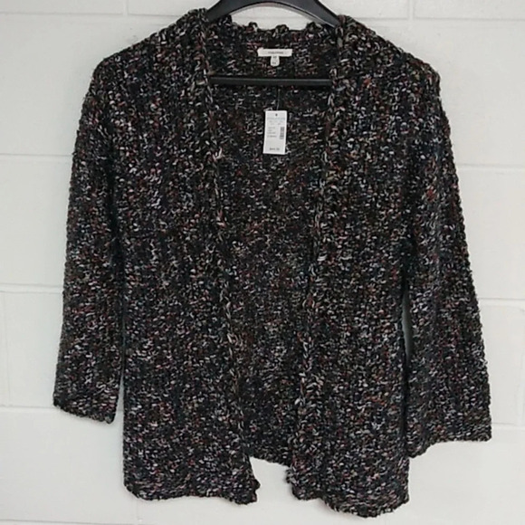 MAURICES NATURE COLORED, CHUNKY, SOFT, OPEN FRONT, CARDIGAN W/GOLD THREADS - Picture 1 of 7